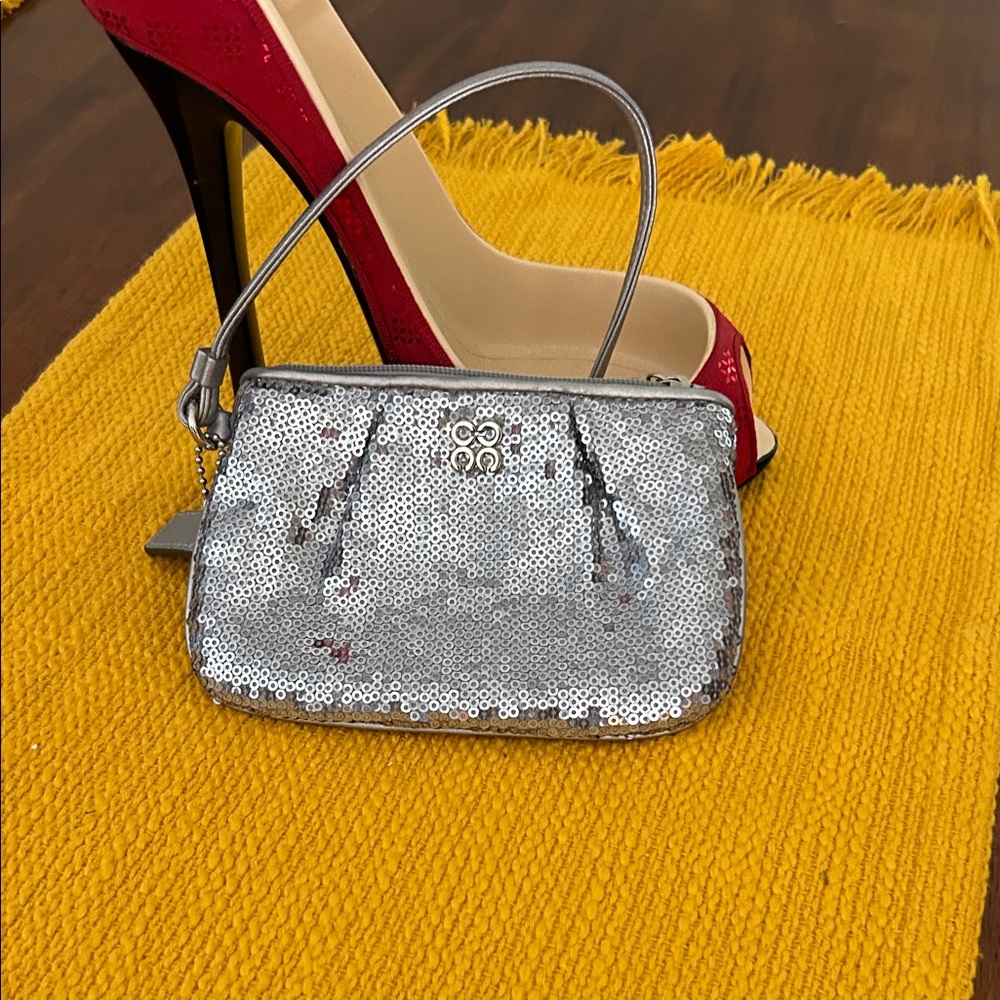 Coach Silver Sequin Wristlet